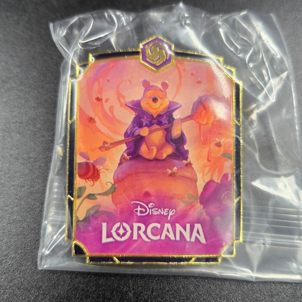 Disney Lorcana Winnie the Pooh Hunny Wizard Enamel Pin Gold Tone TCG Accessory